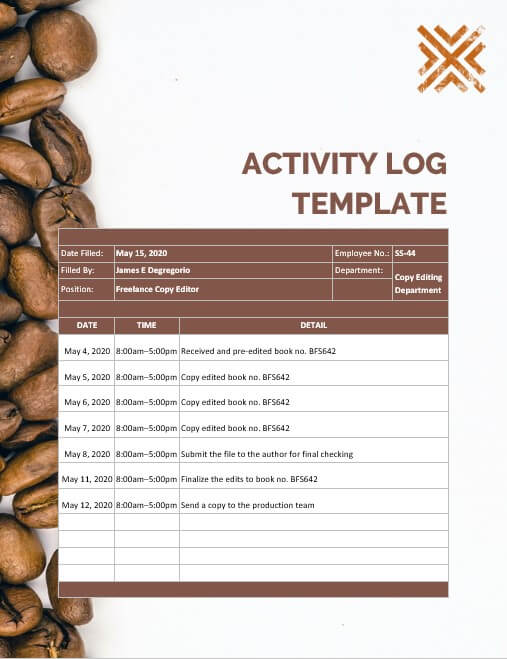 Activity Log Template 10