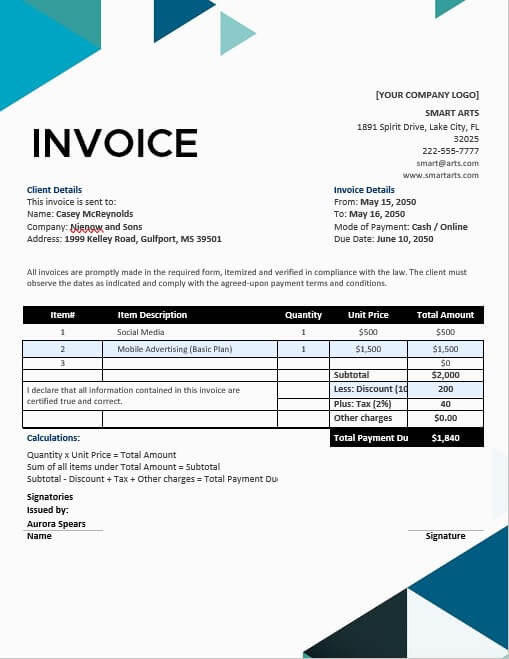 a3 invoice template 5