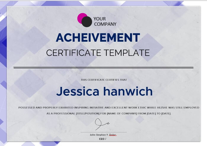 acheivement certificate template 5