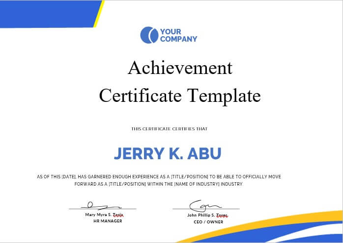 acheivement certificate template 6