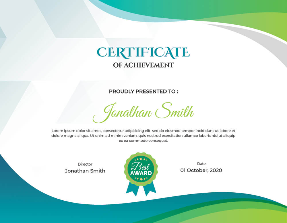 achievement certificates template PSD idea Design Sample