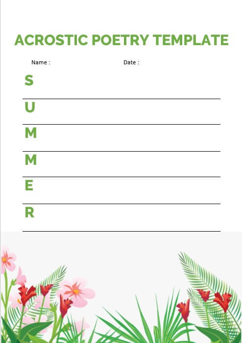 acrostic poetry template 8