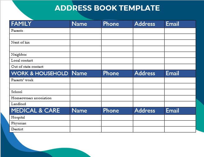 address book template 7