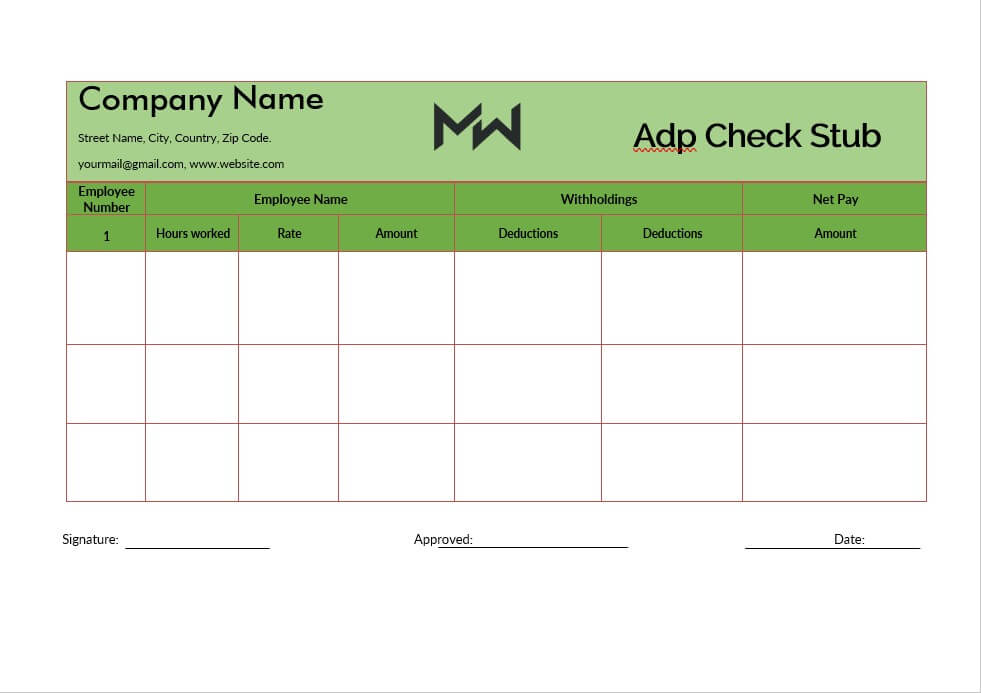adp check stub template 4