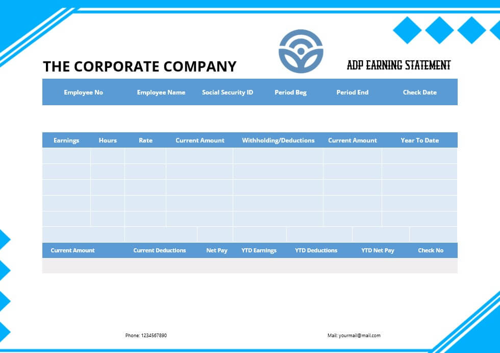 adp earnings statement template 4