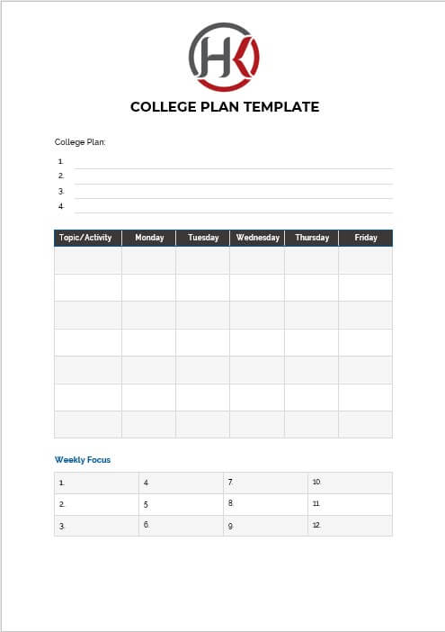 college plan template 10