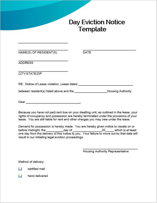 day eviction notice template 7