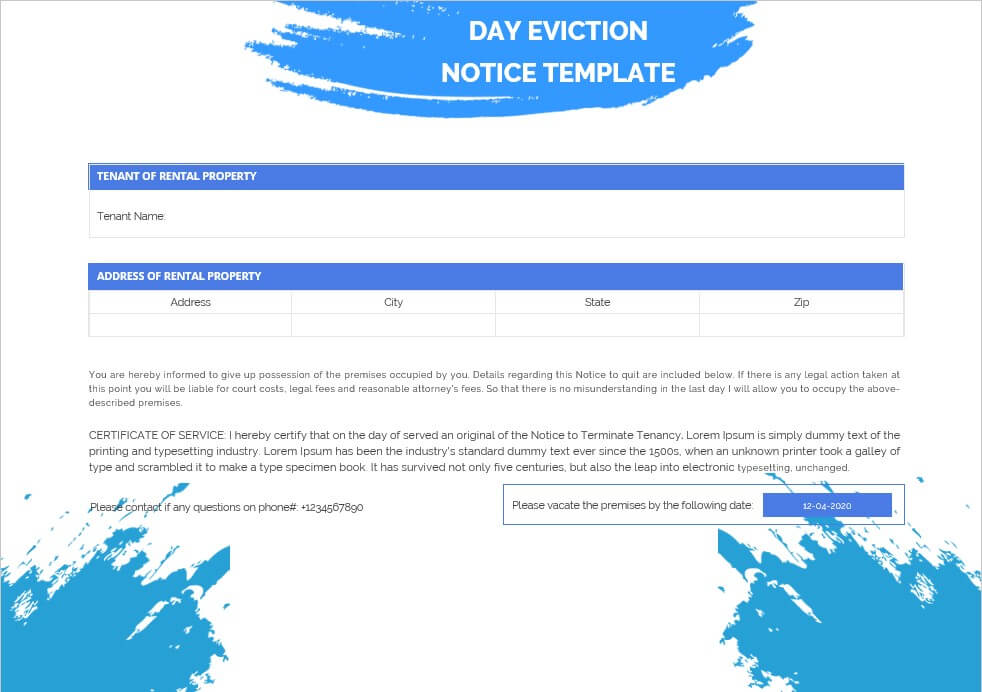 day eviction notice template 8 1