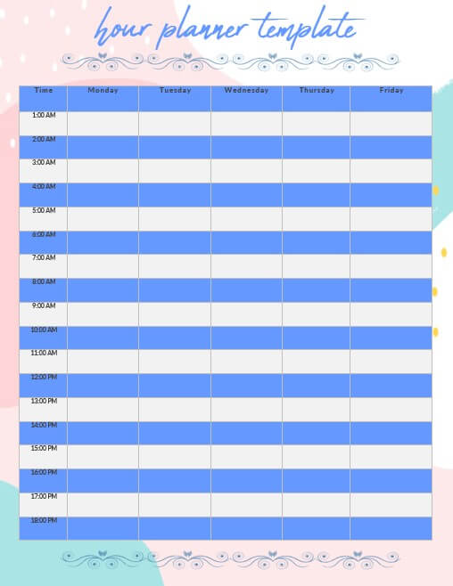 hour planner template 2