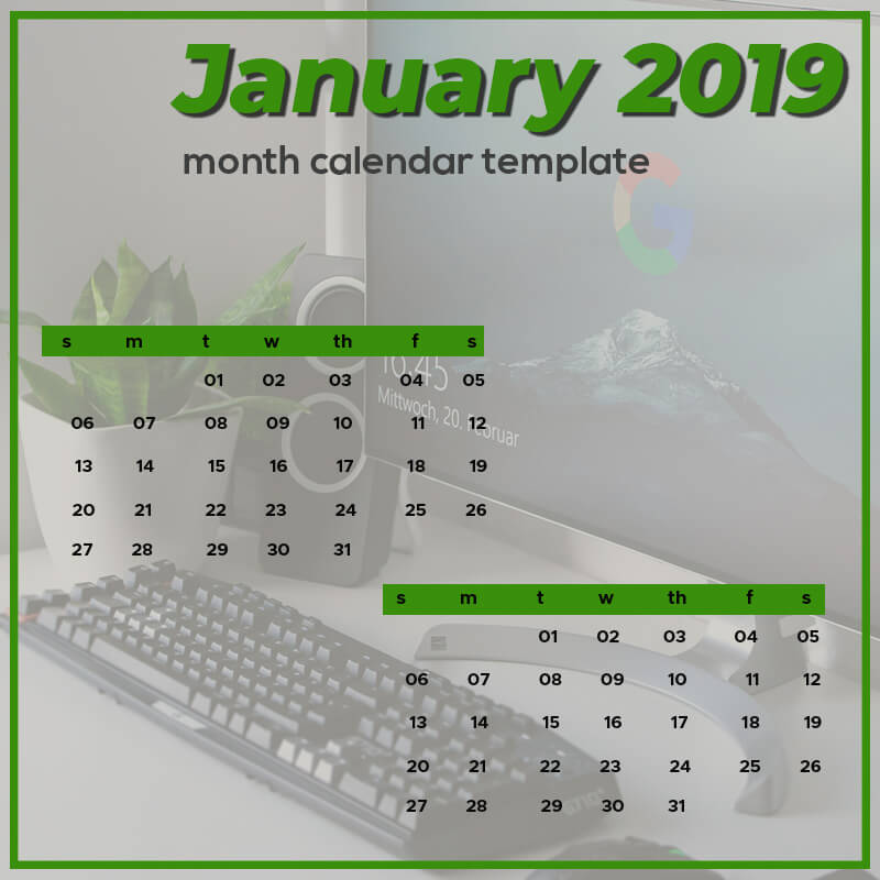 month calendar template Templates for Photoshop
