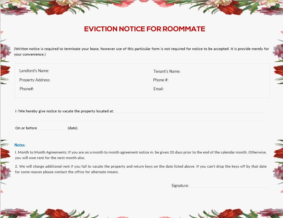 notice to roommate template 1