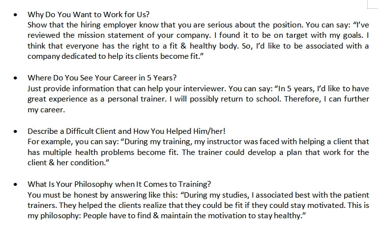 23. Personal Trainer Interview Questions
