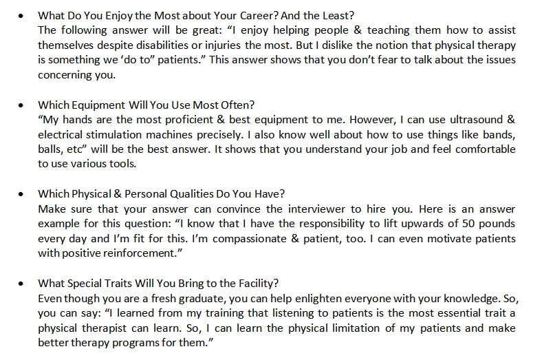 25. Physical Therapist Interview Questions