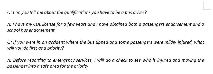 43. Bus driver interview questions