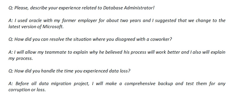 49. Database administrator interview question