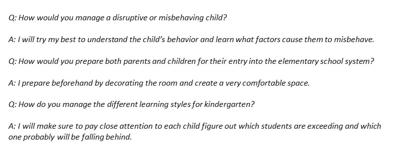 57. Kindergarten teacher interview questions