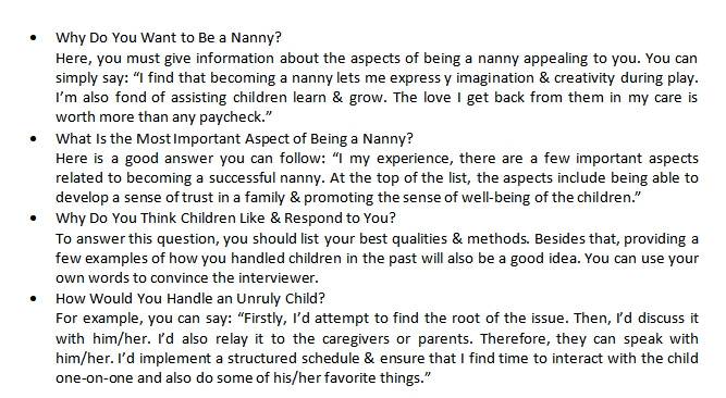63. Nanny Interview Questions